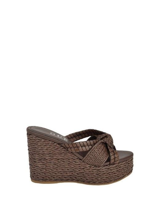 Guess Brown Eveh Platform Wedge Sandal