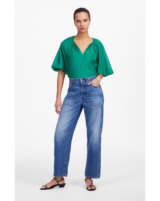 Madewell Green Bubble Sleeve Top