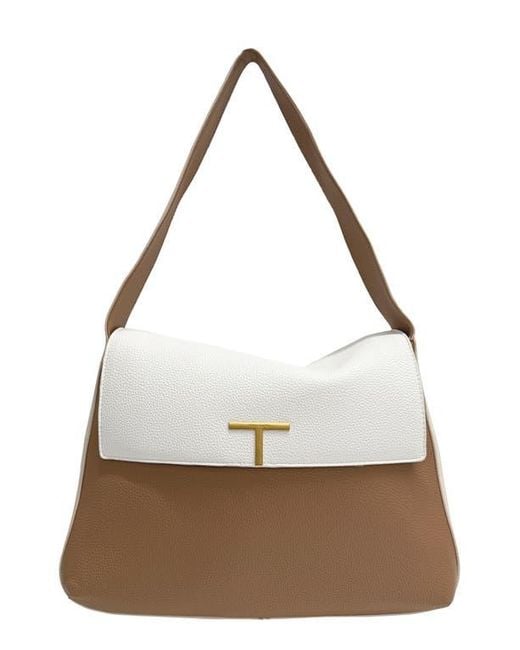 Tahari White Logan Flap Shoulder Bag