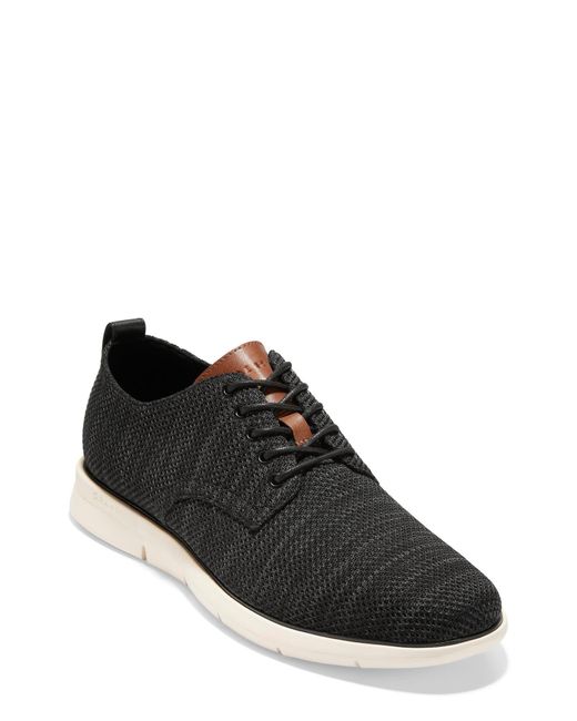 Cole Haan Leather Owen Grand Os Knit Derby In Black Knit/ivory At ...