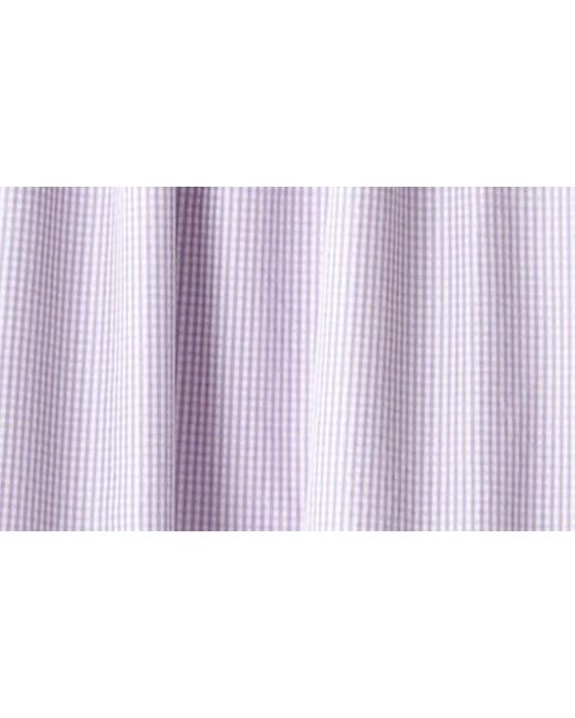 English Factory Purple Gingham Smocked Puff Sleeve Midi Dress