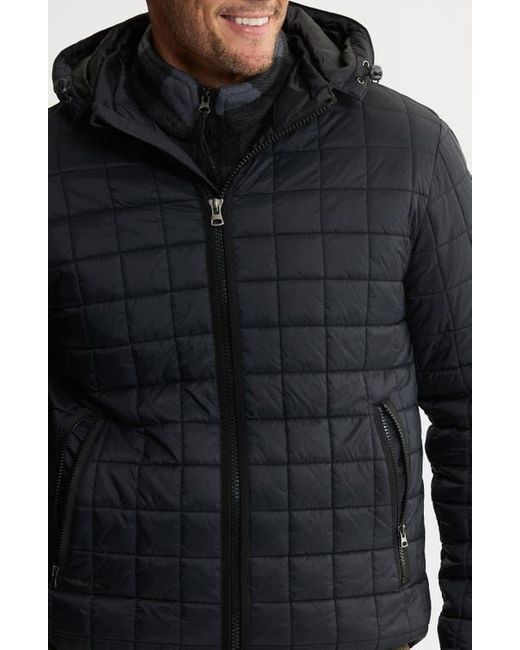 Jachs New York Black Hooded Quilted Puffer Jacket for men