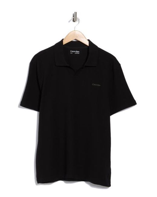 Calvin Klein Black Johnny Collar Crepe Jersey Polo for men