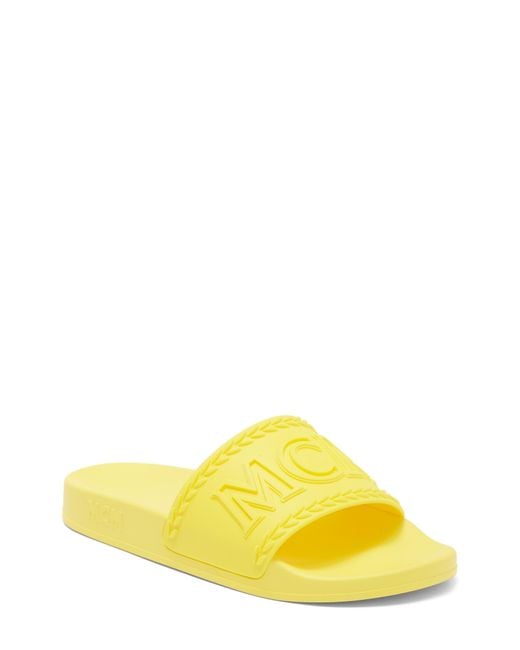 MCM Yellow Logo Slide Sandal