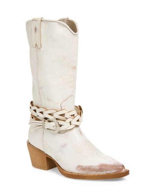 Steve Madden White Ames Western Boot