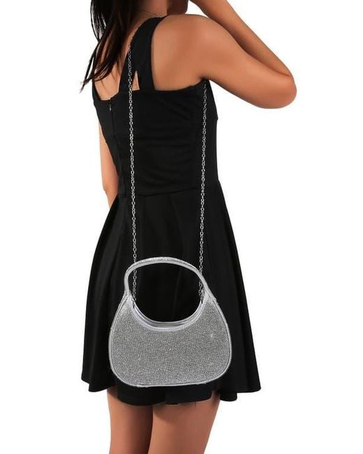BERNESS Gray Rhinestone Circle Bag