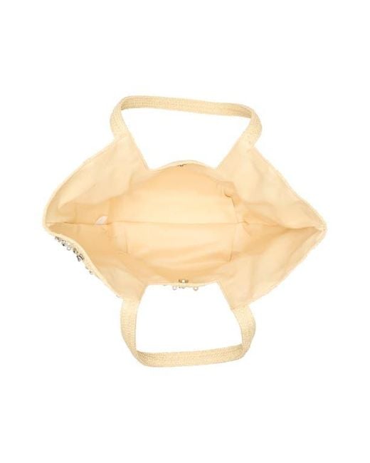 Steve Madden Natural Gemi Embellished Woven Tote Bag