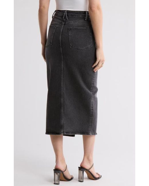 GOOD AMERICAN Gray Front Slit Midi Denim Skirt