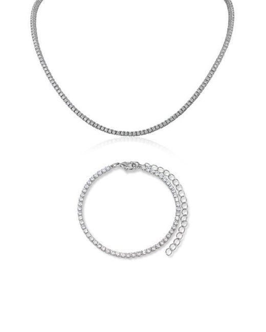 Kenneth Jay Lane White Classic Cubic Zirconia Tennis Necklace & Bracelet Set