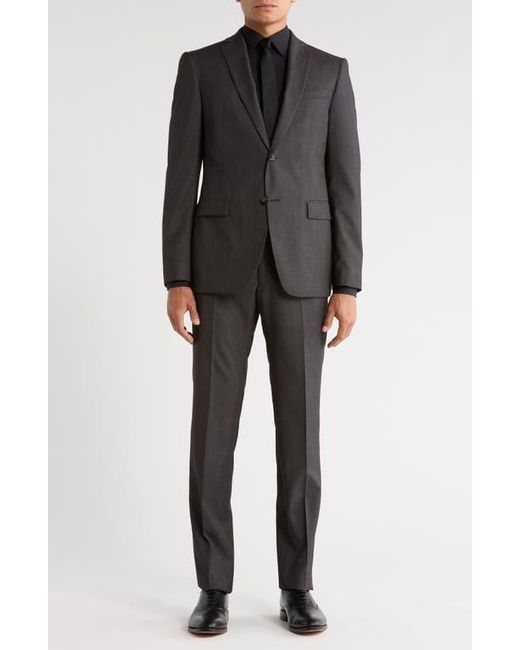 John Varvatos Gray Herringbone Two-Button Notch Lapel Wool Suit for men