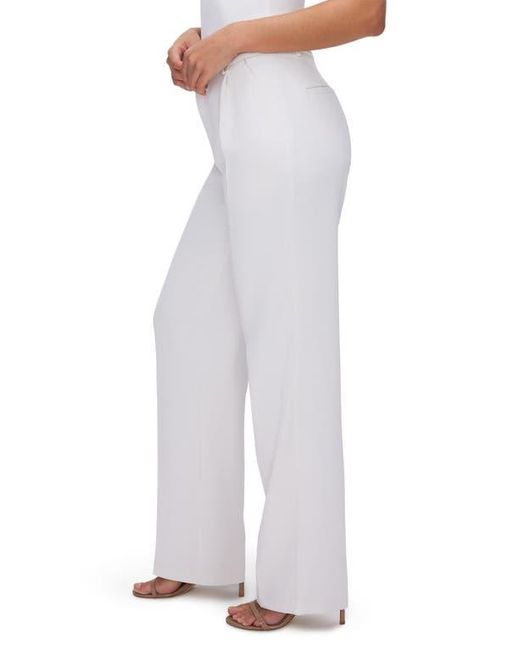 GOOD AMERICAN White Luxe Suiting Column Wide Leg Trousers
