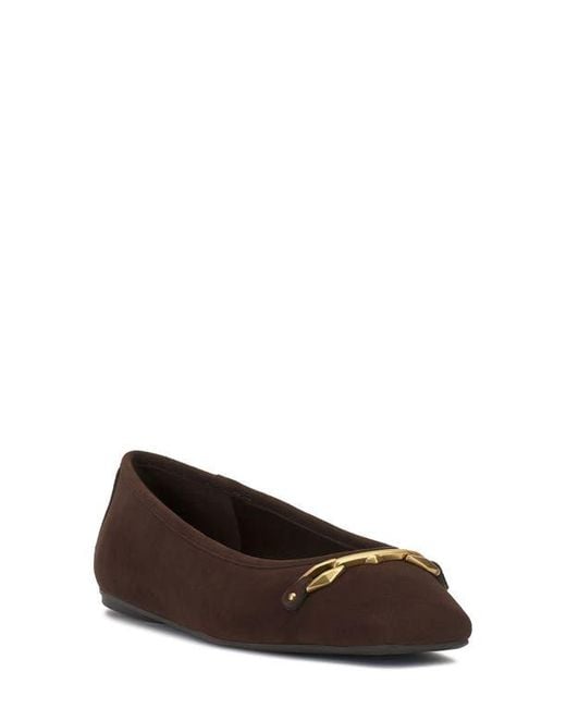 Vince Camuto Brown Virna Square Toe Flat