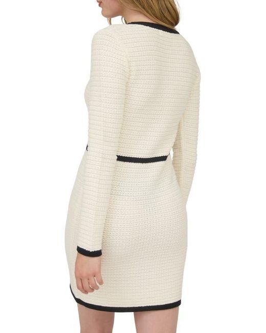 AUGUST SKY Natural Bow Long Sleeve Sweater Dress