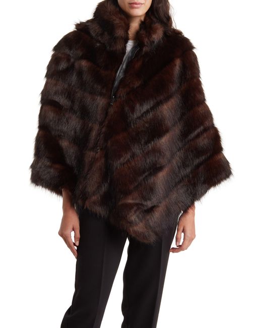 donna karan new york faux fur zip poncho