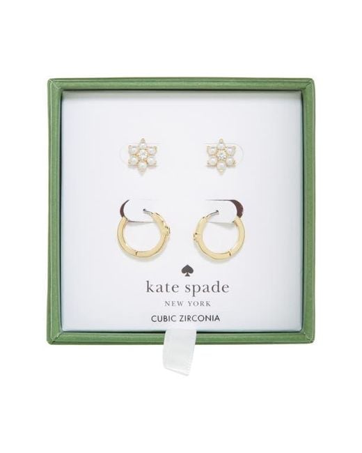 Kate Spade Multicolor Set Of 2 Faux Pearl Cluster Hoop Earrings