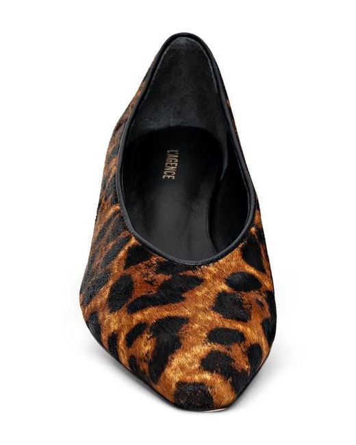 L'Agence Black Suzanne Genuine Calf Hair Pointed Toe Flat