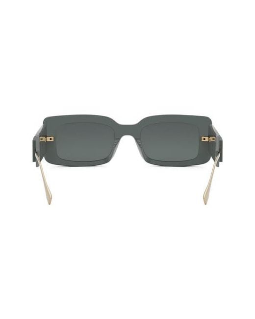Fendi Gray Graphy 51Mm Rectangular Sunglasses