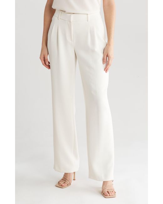 Amanda + Chelsea White Soft Pleat Texture Trousers
