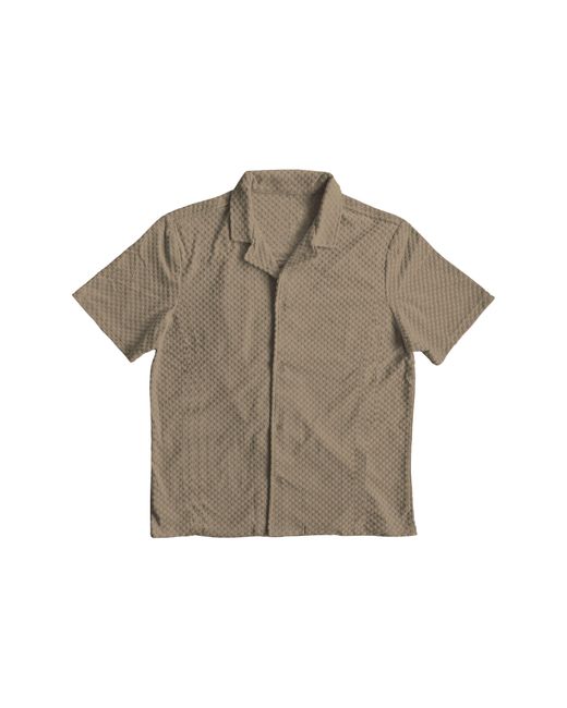 FLEECE FACTORY Natural Terry Square Short Sleeve Button-up Shirt for men