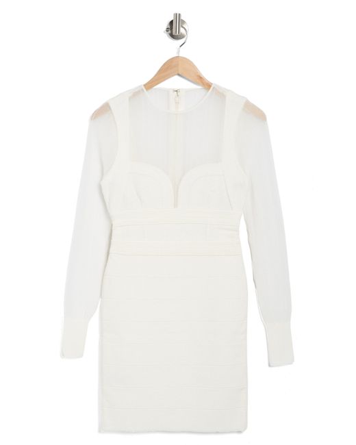 Hervé Léger Bustier Long Sheer Sleeve Minidress in White | Lyst