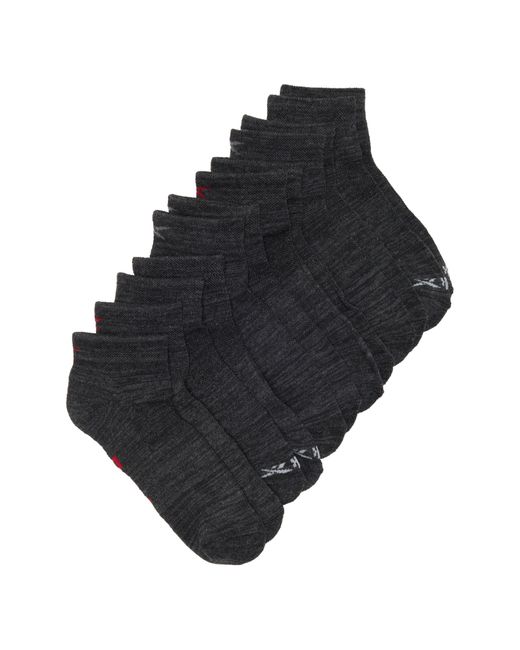 Reebok Black 6-pack Quarter Length Socks for men