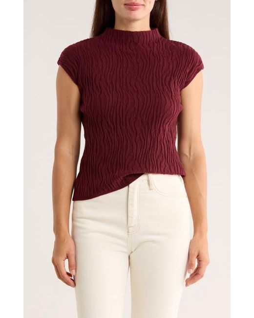 Bobeau Red Animal Jacquard Stripe Cap Sleeve Sweater