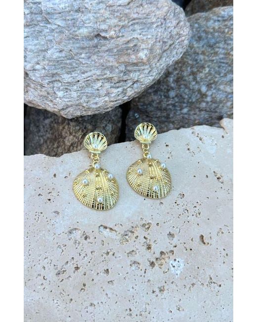 Adornia Metallic Shell Drop Earrings