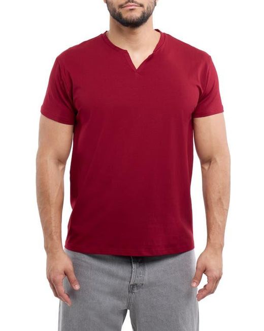Xray Jeans Red Split Neck Cotton T-Shirt for men