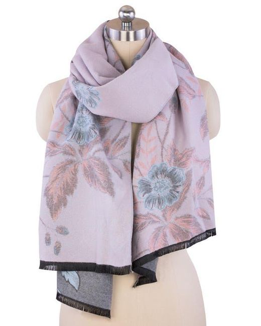 Saachi Gray Floral Pattern Reversible Scarf