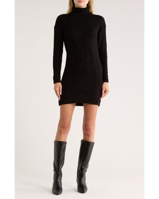 AREA STARS Women's Black Turtleneck Sweater Dress