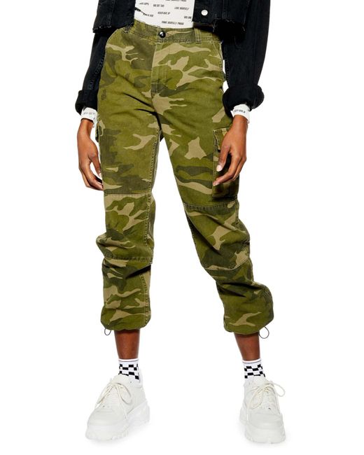 TOPSHOP Green Combat Camouflage Trousers