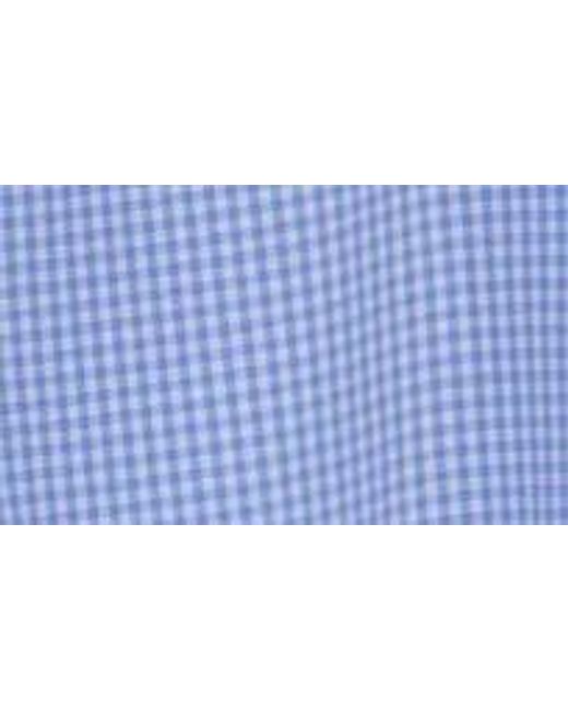 David Donahue Blue Gingham Check Casual Cotton Button-up Shirt for men