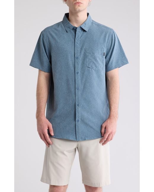 Hurley Blue Slub Short Sleeve Woven Shirt for men