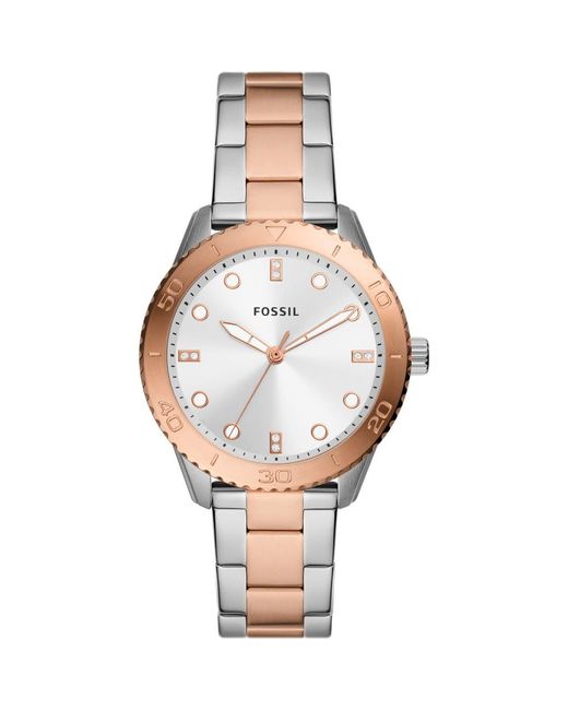 Fossil Metallic Dayle Two-Tone Quartz Bracelet Watch, 38Mm for men