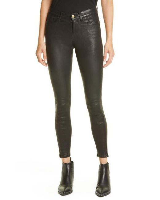 FRAME Black Le High Waist Crop Leather Pants