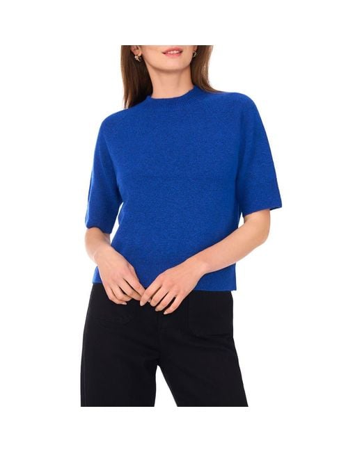 Vince Camuto Blue Crewneck Short Sleeve Sweater
