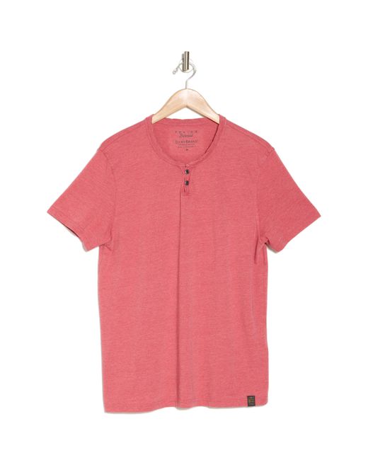 Lucky Brand Red Button Notch Neck T-shirt for men