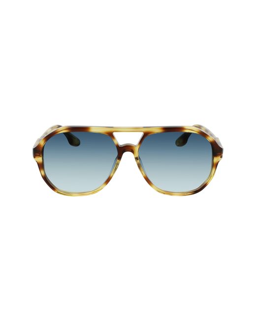 Victoria Beckham Blue Guilloch 59mm Aviator Sunglasses