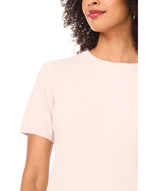 Halogen® White Short Sleeve Rib Sweater Top