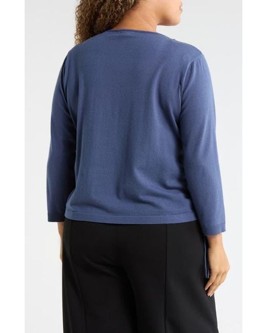 Max Studio Blue Cinching Side Tie Pullover Sweater