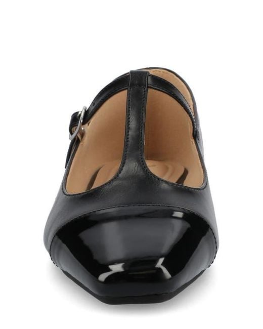 Journee Collection Black Thea T-Strap Flat