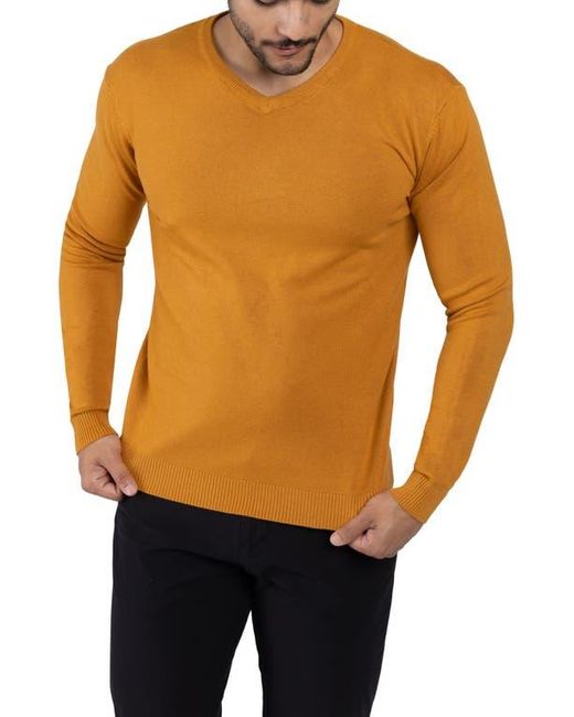 Xray Jeans Yellow Ribbed V-Neck Knit Sweater for men