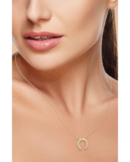 Ember Fine Jewelry Metallic Diamond Horseshoe Pendant Necklace