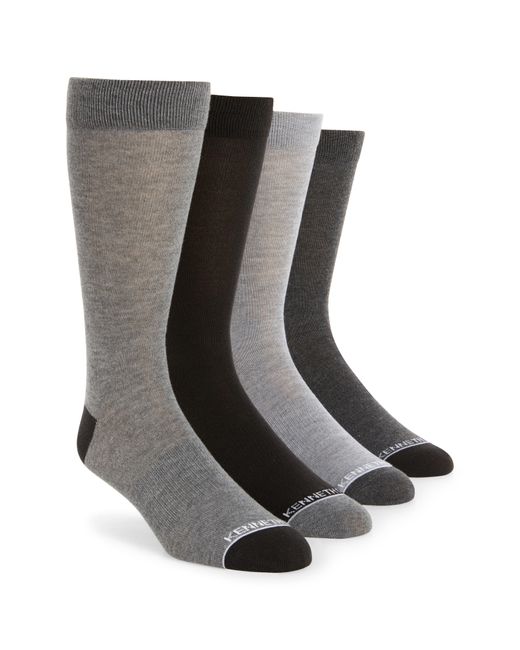 Kenneth Cole Black 4-pack Feed Stripe Crew Socks for men