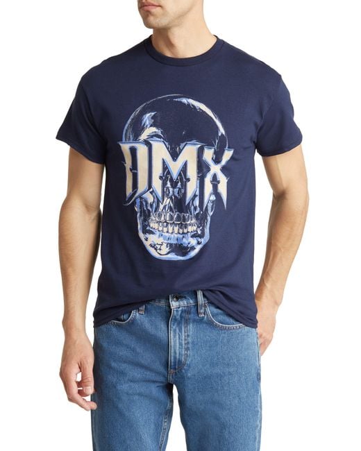 Merch Traffic Blue Dmx Skull Cotton Graphic T-shirt for men
