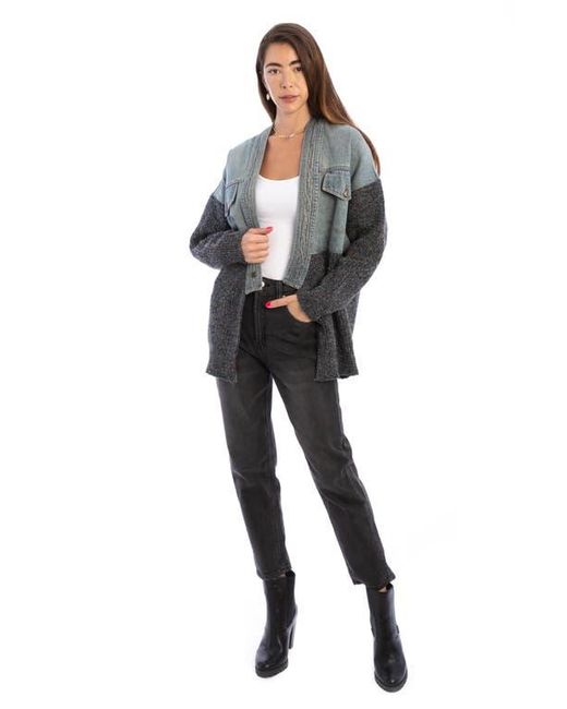 Saachi Blue Denim Knit Topper Jacket