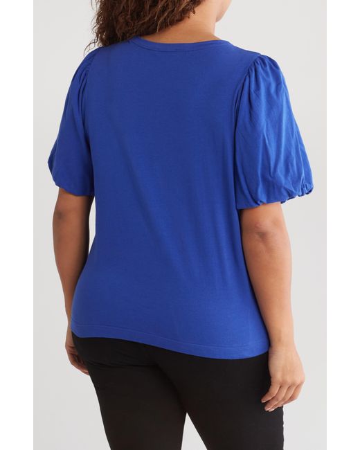 Tahari Blue Bubble Sleeve T-shirt