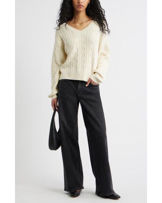 BP. Natural Bow Back Cable Knit Sweater