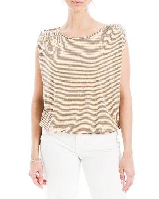 Max Studio White Stripe Cinched Shoulder Tank Top