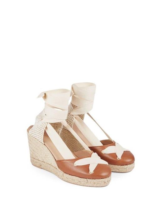 L.K.Bennett Brown Ophelia Ankle Wrap Wedge Sandal